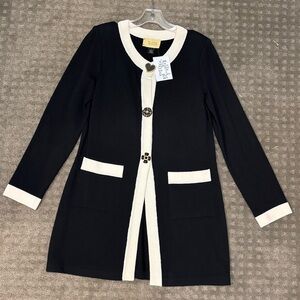 St. John Knits Black & Cream Cardigan Jacket - Size 8